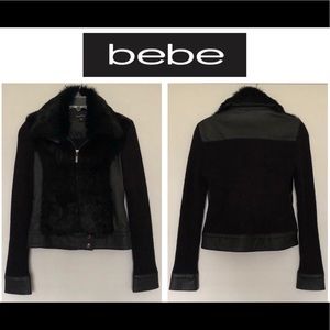 bebe rabbit fur & leather jacket